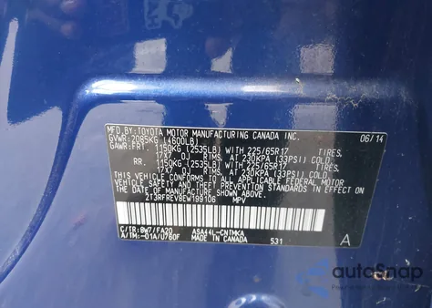 2014 Toyota Rav4 Xle from USA, damaged, VIN 2T3RFREV8EW199106